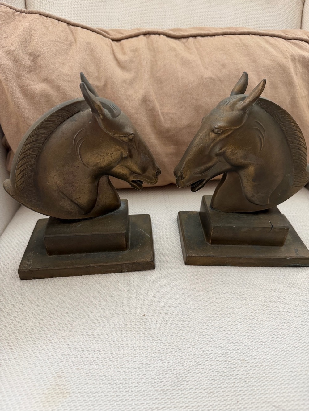 Pair of Bronze Horse Head Equestrian Bookends